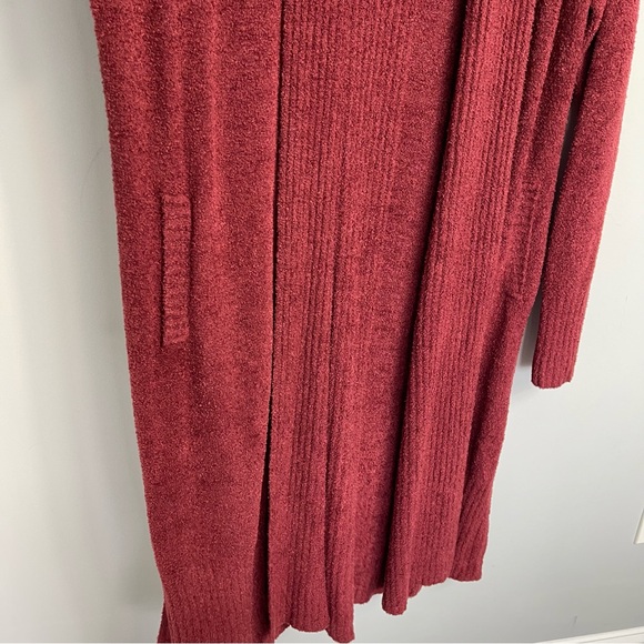 Barefoot Dreams CozyChic Lite Catalina Cardi Sweater Garnet Red Cardigan Duster - Picture 8 of 16